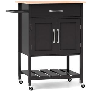 Costway - Rolling Kitchen Island Cart Mobile Serving Cart with Drawer-Black Costway - Rolling Kitchen Island Cart Mobile Serving Cart with Drawer-Black