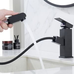 Rose - Black Basin Mixer with Pull-Out Spray Modern Single Hole Faucet for Sink and Basin Bathroom Faucets Cold and Water Mixer Tap Rose - Black Basin Mixer with Pull-Out Spray Modern Single Hole Faucet for Sink and Basin Bathroom Faucets Cold and Water Mixer Tap
