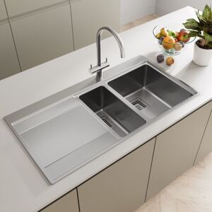 Artikitch - Kitchen Sink 1.5 Bowl lh Drainer Stainless Steel Modern Inset Strainer Waste Artikitch - Kitchen Sink 1.5 Bowl lh Drainer Stainless Steel Modern Inset Strainer Waste