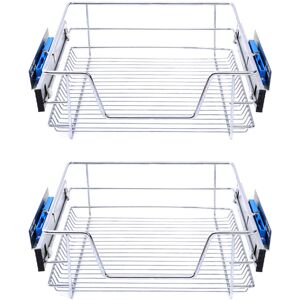 Livingandhome - Set of 2 Pull Out Wire Basket Kitchen Cabinet Larder Organizer Cupboard Drawer, 50CM Livingandhome - Set of 2 Pull Out Wire Basket Kitchen Cabinet Larder Organizer Cupboard Drawer, 50CM