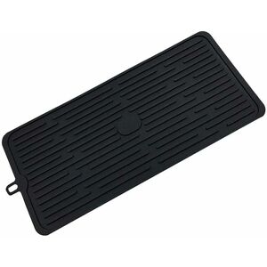 WAY - Silicone Dish Drying Mat, 47 x 21 Cm Silicone Draining Mat, Silicone Dish Drainer Mat, Non-Slip, Heat Resistant, Dishwasher Safe, Black WAY - Silicone Dish Drying Mat, 47 x 21 Cm Silicone Draining Mat, Silicone Dish Drainer Mat, Non-Slip, Heat Resistant, Dishwasher Safe, Black