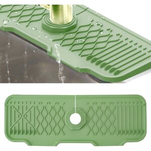 BEIJIYI Silicone Faucet Mat, Sink Faucet Splash Guard, Faucet Handle Drip Tray, Sink Mat for Kitchen and Bathroom Countertop (Green, 43cm) BEIJIYI Silicone Faucet Mat, Sink Faucet Splash Guard, Faucet Handle Drip Tray, Sink Mat for Kitchen and Bathroom Countertop (Green, 43cm)