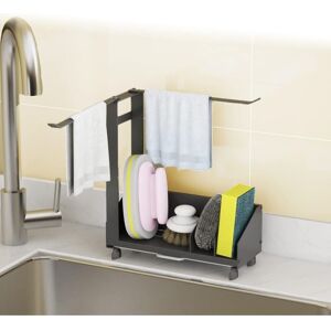 Devenirriche - 26 x 21 x 8.5 cm Sink Sponge Holder, Suction Cup Sponge Holder, Sink Storage with Towel Rack, Removable Tray, Adhesive & Countertop, Devenirriche - 26 x 21 x 8.5 cm Sink Sponge Holder, Suction Cup Sponge Holder, Sink Storage with Towel Rack, Removable Tray, Adhesive & Countertop,
