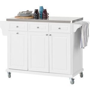 Luxury Kitchen Storage Island with Stainless Steel Worktop,White,FKW33-W - Sobuy Luxury Kitchen Storage Island with Stainless Steel Worktop,White,FKW33-W - Sobuy