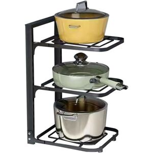 COOCHEER The three-tiered under-sink pot rack provides space for cast iron pots and baking sheets. COOCHEER The three-tiered under-sink pot rack provides space for cast iron pots and baking sheets.