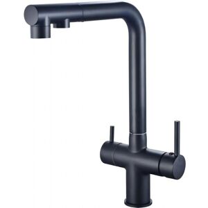 CYSLMUK Three-way kitchen faucet with pull-out spray, 360° swivel kitchen faucet, faucet with filtered water outlet (black) CYSLMUK Three-way kitchen faucet with pull-out spray, 360° swivel kitchen faucet, faucet with filtered water outlet (black)