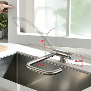 MUMU Under Window Pull Down Kitchen Faucet with 180° Foldable and 360° Rotating Kitchen Mixer Tap, Cold and Hot Available, 304 Stainless Steel - Stainless MUMU Under Window Pull Down Kitchen Faucet with 180° Foldable and 360° Rotating Kitchen Mixer Tap, Cold and Hot Available, 304 Stainless Steel - Stainless