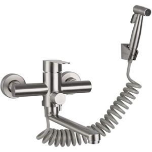 Longziming - wall-mounted faucet with hand shower, with spray gun, kitchen sink, stainless steel faucet, hot / cold water, laundry tub, rotary Longziming - wall-mounted faucet with hand shower, with spray gun, kitchen sink, stainless steel faucet, hot / cold water, laundry tub, rotary