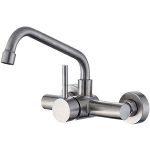 YMYNY Wall Mounted Kitchen Faucet, 304 Stainless Steel Kitchen Mixer Tap, Swivel Spout Kitchen Tap MUMU YMYNY Wall Mounted Kitchen Faucet, 304 Stainless Steel Kitchen Mixer Tap, Swivel Spout Kitchen Tap MUMU