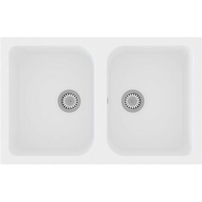 VIDAXL White Granite Double Kitchen Sink - Kitchen Sink VIDAXL White Granite Double Kitchen Sink - Kitchen Sink