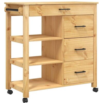 vidaXL Kitchen Trolley - Solid Pine Wood - 84x40x90 cm - Kitchen Trolley vidaXL Kitchen Trolley - Solid Pine Wood - 84x40x90 cm - Kitchen Trolley