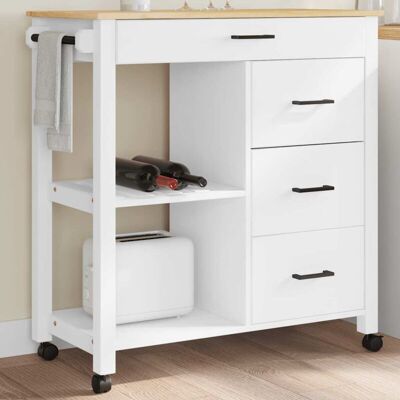 vidaXL Monza Kitchen Trolley - Solid Wood Pine - 84x40x90 cm vidaXL Monza Kitchen Trolley - Solid Wood Pine - 84x40x90 cm