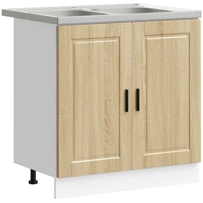 vidaXL Set of 2 Sonoma Oak Cabinets - Kitchen Storage Furniture vidaXL Set of 2 Sonoma Oak Cabinets - Kitchen Storage Furniture