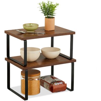 Relaxdays 2-piece Table Shelf Set, Kitchen Organizer, Brown Relaxdays 2-piece Table Shelf Set, Kitchen Organizer, Brown