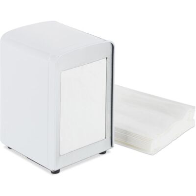 Set of 2 Relaxdays Napkin Dispensers Retro, Small Paper Serviettes, For Cafe, Bistro etc, hwd: 15x9.5x11, White Set of 2 Relaxdays Napkin Dispensers Retro, Small Paper Serviettes, For Cafe, Bistro etc, hwd: 15x9.5x11, White