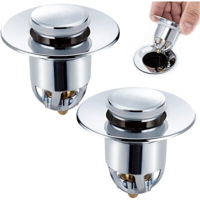 Longziming - Sink stopper (2 pieces), waste set, sink drain, anti-blocking pop-up valve with anti-clogging strainer used for sinks with an opening of Longziming - Sink stopper (2 pieces), waste set, sink drain, anti-blocking pop-up valve with anti-clogging strainer used for sinks with an opening of