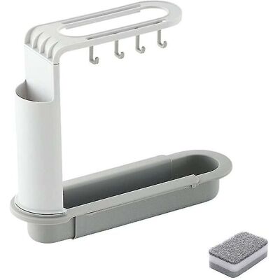 SNQ Telescopic Dish Drainer, Adjustable Dish Drainer, Kitchen Sink Drainer with Cleaning Sponge (Grey) SNQ Telescopic Dish Drainer, Adjustable Dish Drainer, Kitchen Sink Drainer with Cleaning Sponge (Grey)