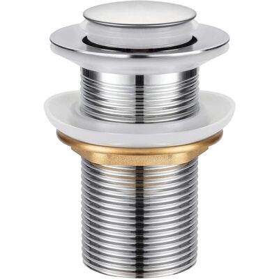 Universal Pop-up Sink Drain without Overflow, Automatic Drain Plug with Push-Open Valve and Pull-Out Plug in Stainless Steel Universal Pop-up Sink Drain without Overflow, Automatic Drain Plug with Push-Open Valve and Pull-Out Plug in Stainless Steel