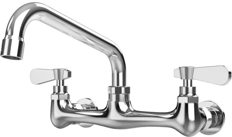 SHUNLI Kitchen Faucet Wall Mount with 8" Swivel Spout, 2 Handle Centerset Commercial Sink NSF Lead Free, Mixer Tap