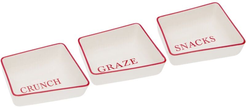 Premier Housewares - Interiors By Premier Versatile Set Of Three Hollywood Snack Dish, Premium Porcelain Snack Dish For Guests, Practical Snack Tray