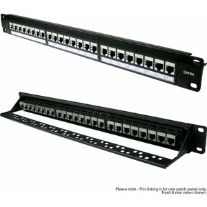 Loops - 24 Port Way CAT6a Patch Panel 1U 19' Rack Mount Shielded RJ45 Ethernet Network