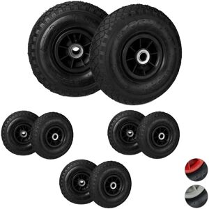 Set of 8 Relaxdays 3.00-4 Hand Truck Spare Tyres Pneumatic, Up to 80 kg, Plastic Rims, 260x85 mm, Black