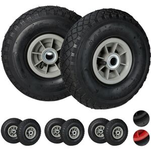 Set of 8 Relaxdays 3.00-4 Hand Truck Spare Tyres Pneumatic, Up to 80 kg, Plastic Rims, 260x85 mm, Black/Grey