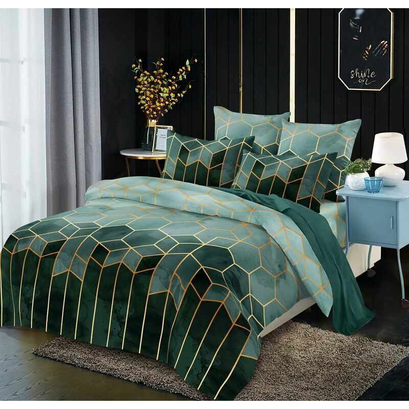HOOPZI Bedding striped green dark green 135x200 2-piece microfiber bedding set duvet cover geometric duvet cover modern duvet cover bed linen