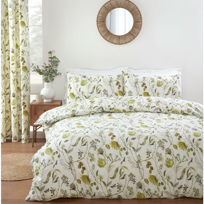 Bedding Grove Fennel Floral Duvet Cover Set Single - Green - Prestigious Textiles