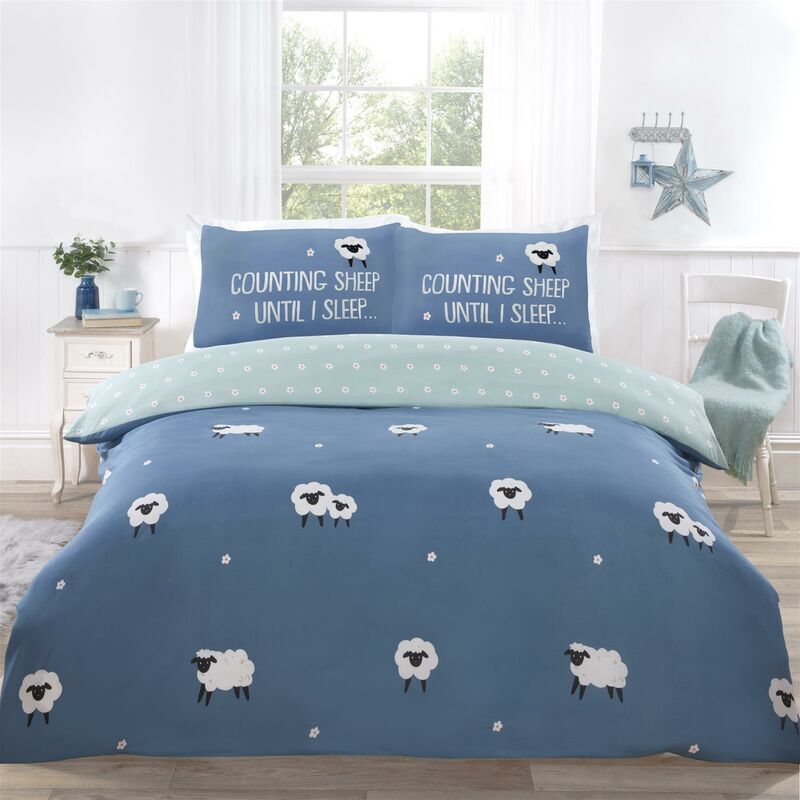 Rapport Home - Bedding 180 tc Counting Sheep Duvet Cover Set Blue Single - Blue