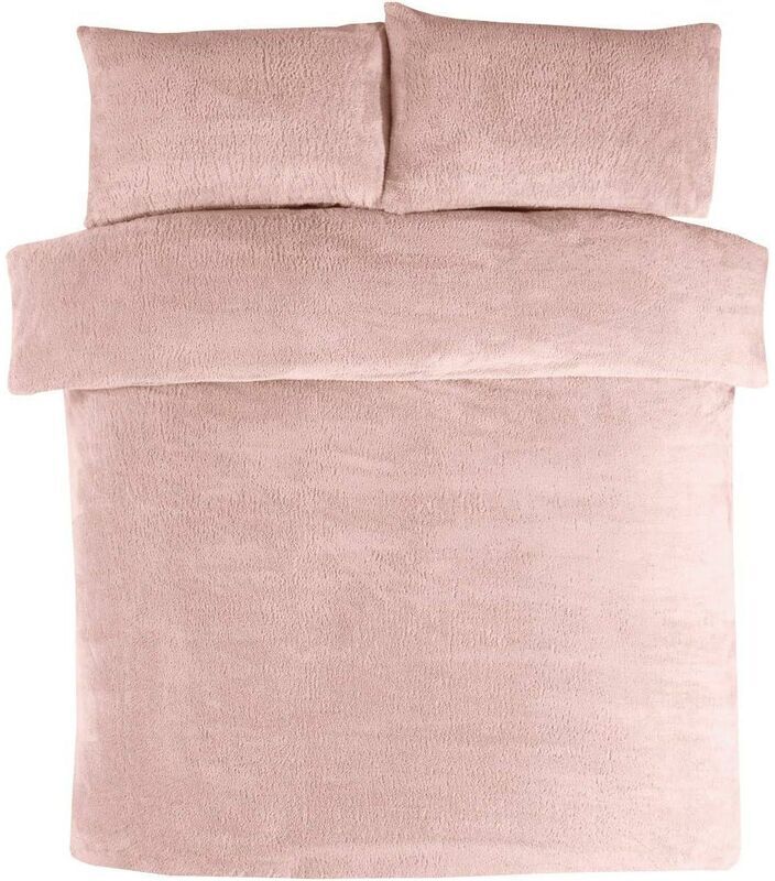 Sleepdown Teddy Fleece Duvet Quilt Cover Pillowcase Set Thermal Warm Bedding[Super King,Blush Pink] - Blush Pink