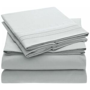 LUNE 16' Super Soft Sheet Mattress - Wrinkle & Fade Resistant - 4 Pack (Light Grey)