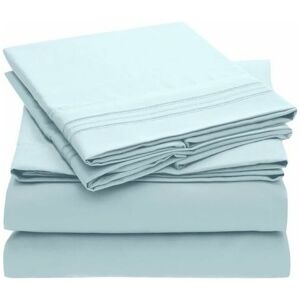 LUNE 16' Super Soft Sheet Mattress - Wrinkle & Fade Resistant - 4 Pack (Sky Blue)