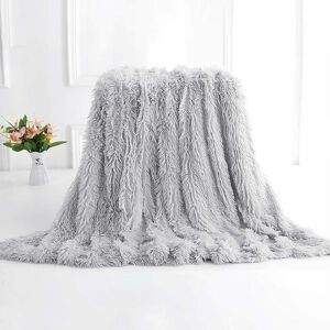 TINOR 160 x 200cm Super Soft Warm Plush Throw Blanket Double Sided Fleece Blanket(Grey)