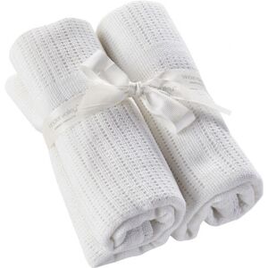 Kinder Valley - 2 Pack Cellular Blanket White   Super Soft & Luxurious Baby Blankets - White