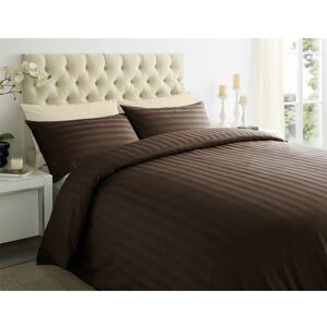 ASAB 250 Thread Sateen Stripe Super King Size Duvet Cover Set Brown