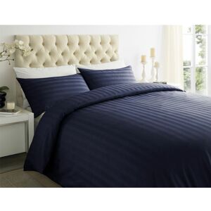 Asab - 250 Thread Sateen Stripe Super King Size Duvet Cover Set Navy Blue