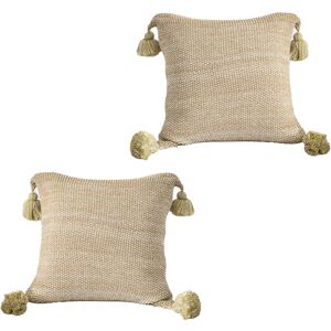 PESCE 2pcs Handmade tassel decorative pillow cover, cushion cover sofa sofa bed living room apricot 4545cm