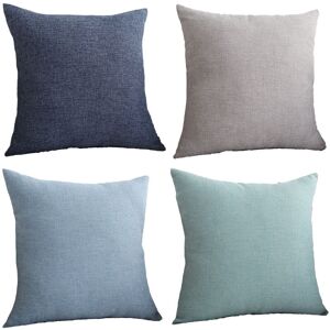 PESCE 4pcs Solid color linen pillow living room backrest pillow cushion pillow cover style2 4545cm