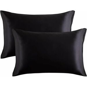 Pillowcase pillowcase satin pillowcase silk pillowcase imitation pillow pure pillowcase bedding pillowcase, 2 (2029 inch) black - Alwaysh