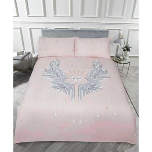RAPPORT HOME Rapport Angel Wings Double Glitter Stars Duvet Quilt Cover Bedding Set Blush Pink - Blush