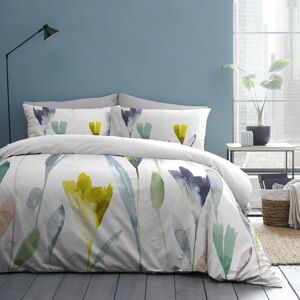 Appletree Style Pollensa Floral Watercolour Print 100% Cotton Duvet Cover Set, Multi, Double