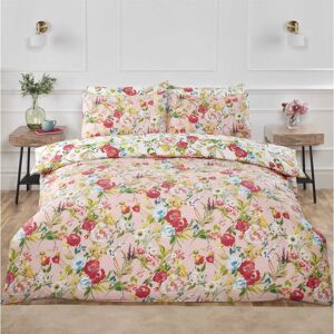 RAPPORT HOME Ashbourne Flowers Duvet Cover Set Reversible Floral Bedding Blush -Double - Blush