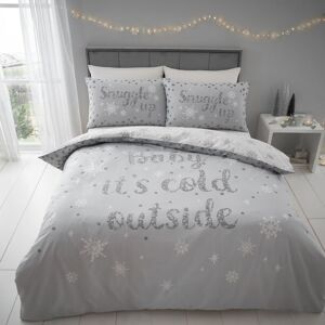 Catherine Lansfield Christmas Baby It's Cold Outside Easy Care Duvet Cover Set, Grey, Single