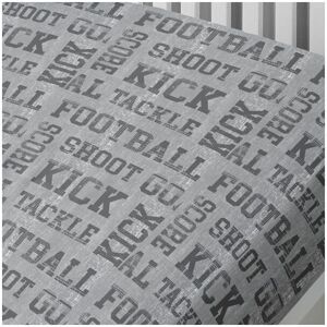 Bedlam - Football Print Fitted Sheet, Grey, Single