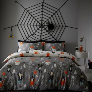 Bedlam - Halloween Party Glow In The Dark Duvet Cover Set, Grey, Double