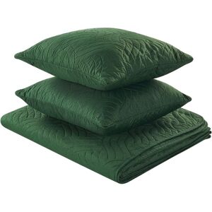 Beliani - Bedspread Embossed Pattern Polyester 160 x 220 cm with Cushions Green Babak - Green