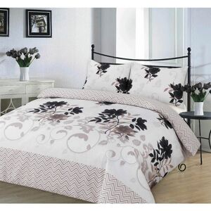 Kampala Hill - Bethany Floral Duvet Cover Set Reversible Zig Zag Bedding - Black - Double - Black