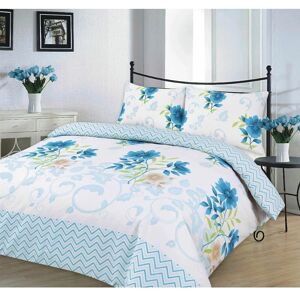 Kampala Hill - Bethany Floral Duvet Cover Set Reversible Zig Zag Bedding - Blue - King - Blue