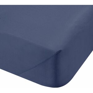 100% Cotton Percale 200 Thread Count Extra Deep Fitted Sheet, Navy, Single - Bianca